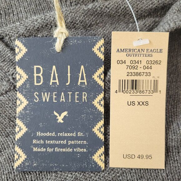 NWT America Eagle Outfitters Hooded Relaxed-fit Gray Womens Size XXS Sweater - Picture 6 of 9